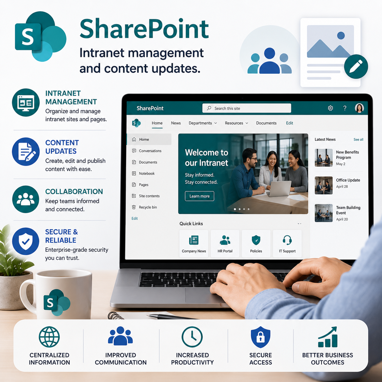 SharePoint- Intranet management and content updates.